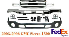 G070105 Perfect Fit 467268508622 New Front Bumper Chrome Brackets Grille Kit For 2003-2006 Gmc Sierra 1500