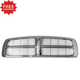 55077185ag Perfect Fit New Fits 2002-2004 Dodge Ram 1500 Chrome And Unpainted Grille Ch1200261