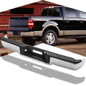 Perfect Fit 723650295137 Chrome Step Rear Bumper For 2004-2006 Ford F-150 Without Park Assist Sensor Holes