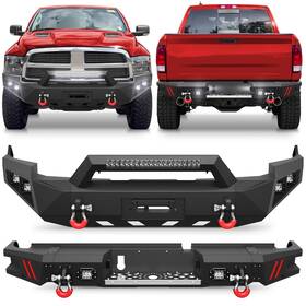 2022369-2022022-x Pofenze Off-road Front Or Rear Bumper With Winch Plate &light For 2009-12 Dodge Ram 1500