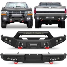 Bp-f1011-f1012 Pofenze For 1992-1997 Ford F150 F250 F350 Steel Front Rear Bumper With Winch Plate &d-rings