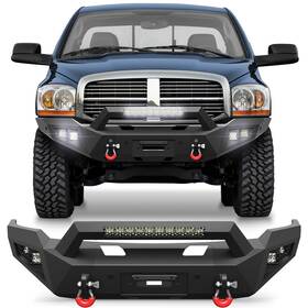 Bp-r1008-f Pofenze Steel Front Bumper With Winch Plate And Led Lights For 2006 2007 2008 Dodge Ram 1500