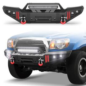 Bt-2008033 Pofenze Steel Front Bumper With Winch Plate And 144w Light Bar For Toyota Tacoma 2005-2015
