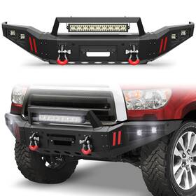 Bt-2022007 Pofenze Steel Front Bumper With Winch Plate And Led Lights Fits Toyota Tundra 2007-2013