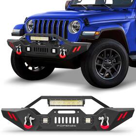 Bt-2022013-354 Pofenze Fits 2020-2024 Jeep Gladiator Jt Front Or Rear Bumper With Winch Plate And Led Lights