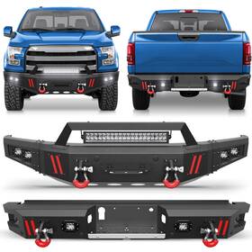 Bt-2022032-x Pofenze Steel Front /rear Bumper With Winch Mount &sensor Holes For 2015-2017 Ford F-150