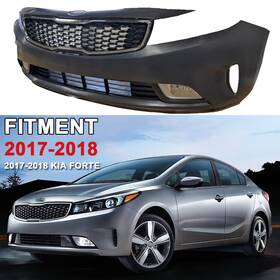 86514-b0000 Popstore New Primed Front Bumper Cover Grill With Fog Lights For Kia Forte 2.0l 2017-2018