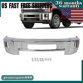 Gm1002849 Proautoparts888 New Chrome Steel Front Bumper For 2015-2019 Chevy Silverado 2500 3500 Hd With Fog