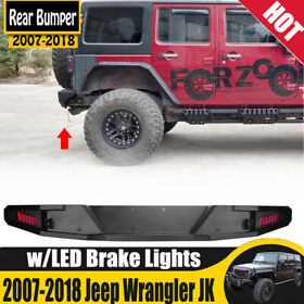 Haw-wsajk01b105-bx Rear Bumper For 2007-2018 Jeep Wrangler Jk With Led Brake Lights Heavy Duty Steel