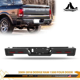Wsarm01b104-bx Rear Bumper With Led Brake Lights For 2009-2018 Dodge Ram 1500 Powder-coated Steel