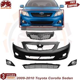002542 Replacement Front Bumper Cover With Grilles And Fog Lights For 2009-2010 Toyota Corolla Sedan