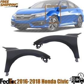 14448782 Replacement New Front Fenders Set Primed For Honda Civic 2016 2018 Coupe/sedan Dx Ex Ex-l