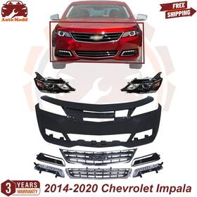 14903839 Replacement Front Bumper Cover And Grille Headlights Assembly Kit For 2014-2020 Chevy Impala