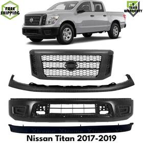 16895651 Replacement Front Bumper Primed Steel And Grille Assembly Kit For 2017-2019 Nissan Titan