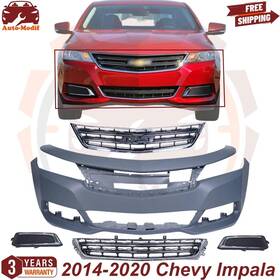 000004043 Replacement Auto Part Front Bumper Cover And Grille Assembly With Foglamp For 2014-20 Chevy Impala