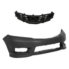 Bndl-235502 Replacement 2-piece Front Bumper Cover Grille Standard Line