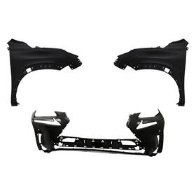 Bndl-246981 Replacement For Lexus Nx300h 18-21 3-piece Front Bumper Cover Driver And Passenger Side
