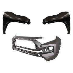 Bndl-247280 Replacement For Toyota Rav4 19-23 3-piece Front Bumper Cover Driver And Passenger Side