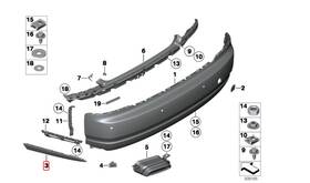 7238254 Rolls-royce Ghost Rear Right Bumper Trim Moulding