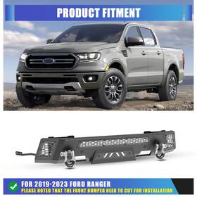 Nrg02a101 Roxx For 2019-2023 Ford Ranger Heavy Duty Steel Front Bumper With Sensor Holes 2 D-ring