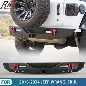 Ujl01b106-bx Roxx Textured Solid Rear Bumper For 2018-2025 Jeep Wrangler Jl With Led Lights 2 D-rings
