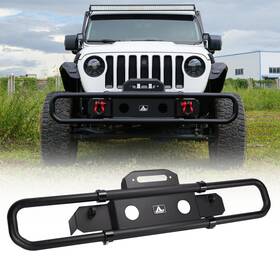 Wsajl01a103-bx Roxx Front Bumper For 18-21 Jeep Wrangler Jl Jlu Round Tube Design Extend Winch Plate