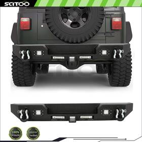 Cb127245s01 Scitoo Powder Coated Rear Bumper Combo With 4x Led Lights For 1997-2006 Wrangler Tj