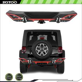 Cb127635s01 Scitoo Powder Coated Rear Bumper Combo With Led Lights For 2007-2017 Jeep Wrangler Jk