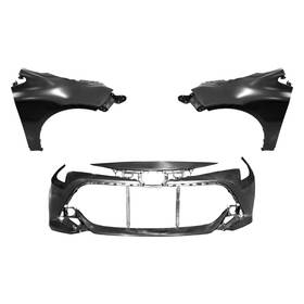 Bndl-242504 Sherman For Toyota Corolla 19-22 3-piece Front Bumper Cover Driver And Passenger Side