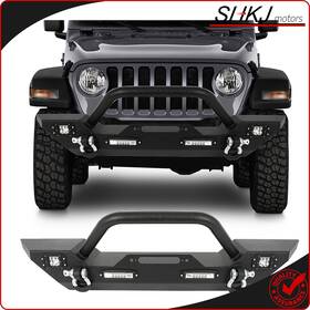 Sh12763601mt Shkj-motors Textured Off-road Front Bumper With Winch Seat Fits 2007-2022 Jeep Wrangler Jk/jl