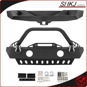 Sh83578901mt Shkj-motors For Jeep Wrangler Jk 2007-2018 Black Powder Coated Front Rear Bumper Combo