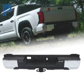 Po1208650lt Silscvtt Chrome Rear Step Bumper Assembly With Tow Hitch Satin For Toyota Tundra 2022-2024