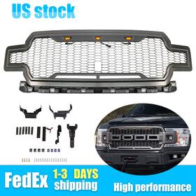 Grfd014 Silverautoparts Fits 2018-2020 Ford F-150 Matte Gray Front Grill Grille Honeycomb Raptor Style
