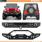 Fa839811 Steel Front Rear Bumper For 1987-2006 Jeep Wrangler Tj With Led Lights D-rings