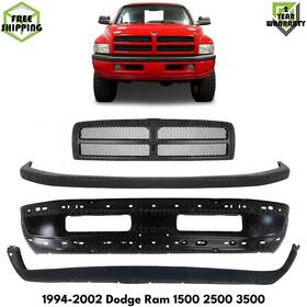 9600231 Tag Auto Front Bumper Primed Steel And Grille Assembly Kit For 1994-02 Dodge Ram 1500 2500