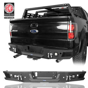 Bxg.8204 Textured Steel Full Width Rear Bumper With D-ring Led Light For 06-14 Ford F150