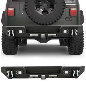Th127245e The-one-fp Black Powder Coated Rear Bumper Assembly For 1997-2006 Wrangler Tj With D-ring
