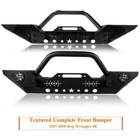 Th160112e The-one-fp Front Bumper Assembly With D-ring Shackles Set For Jeep Wrangler Jk 2007-2018