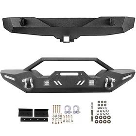 Th835787e The-one-fp For 2007-2018 Jeep Wrangler Jk Front Rear Bumper Assembly With Led Lights Set