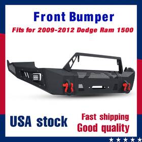 Ti-c952 Tiewards Front Bumper With Winch Plate And Led Lights For 09-12 Dodge Ram 1500 Black Steel
