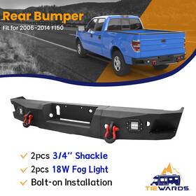 Tiewards Tic938 Rear Bumper With Led Lights And D-rings Step For 2006-2014 Ford F150 Pickup Truck