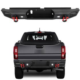 Tm128726801s Top-modifiedstore Textured Steel Rear Step Bumper With Led Lights And D-rings For 2019-2023 Ford Ranger