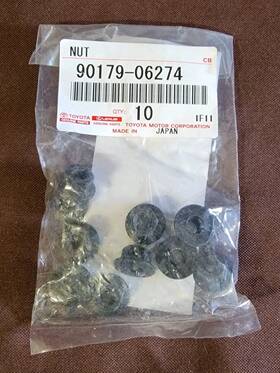 90179-06274 Toyota 10 Clip Bumper Cover Transmission Control Cable Nuts