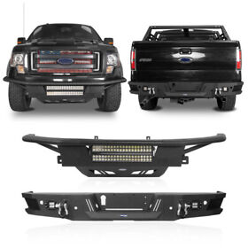 Bxg.8209 Tubular Front Rear Bumper With Towing Hook Led Light Bars Fit 09-14 Ford F-150