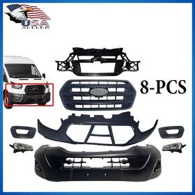 Fo1200666 Unbeatable Auto Parts For 2020-2024 Ford Transit Front Bumper Upper Lower Cover Grille Fog Light Set