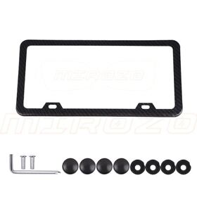 9942572 Universal Carbon Fiber Style License Plate Frames For Car Front And Rear 2 Holes