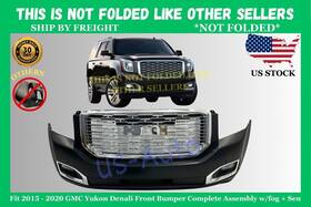 G1000975-b Us-parts 3 Fit 2015 - 2020 Gmc Yukon/xl Front Bumper Complete Assembly With Fog