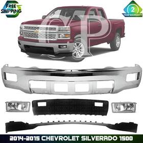 13431427 Uselitecarparts Front Bumper And Foglight Assembly Kit For 2014-2015 Chevrolet Silverado 1500