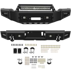 Vap83860001g Vap-autoparts Full Width Black Powder Coat Winch Front Rear Bumper For 2018-2020 Ford F 150