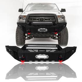 Vijay 754257705897 For 2007-2013 Toyota Tundra Black Steel Front Bumper With Winch Plate&lights